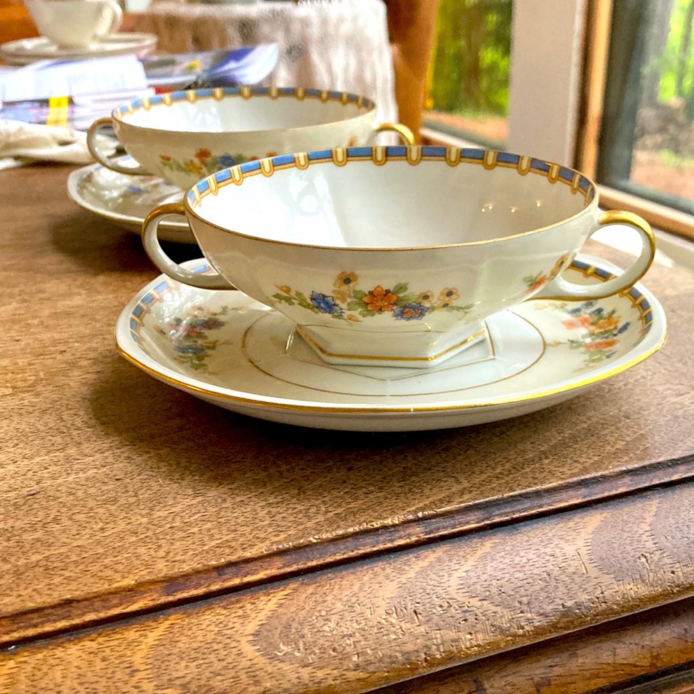 Altrohlau Czech numbered ONE soup bowls and plate
dish. 1930s vintage.